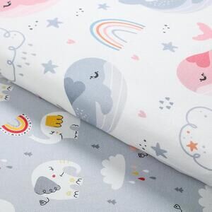NIB FHMJYH Set of 2; Ultra Soft Crib Sheet (Rainbow Whales & Elephants) 28x52x9